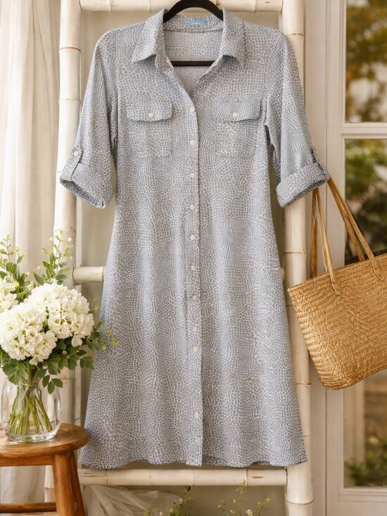 J. McLaughlin Dresses & Skirts - J. McLaughlin Light Blue Printed Button-Front Midi Dress